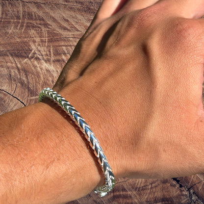 925 Sterling Silver 5mm Rounded Franco Bracelet W. Box Clasp