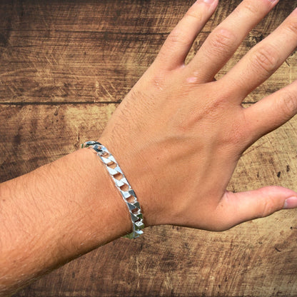 925 Sterling Silver 8mm Square Curb Bracelet