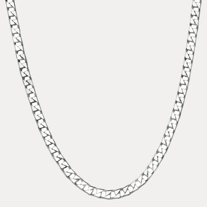 925 Sterling Silver 8mm Square Curb Chain Necklace