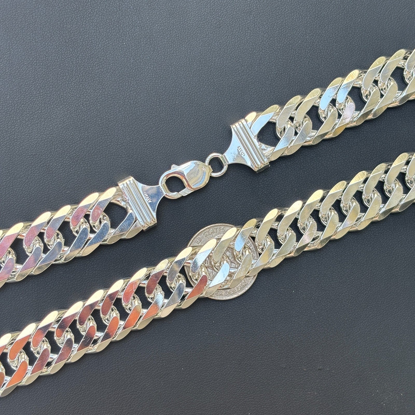 925 Sterling Silver 16mm Double Curb Chain Necklace