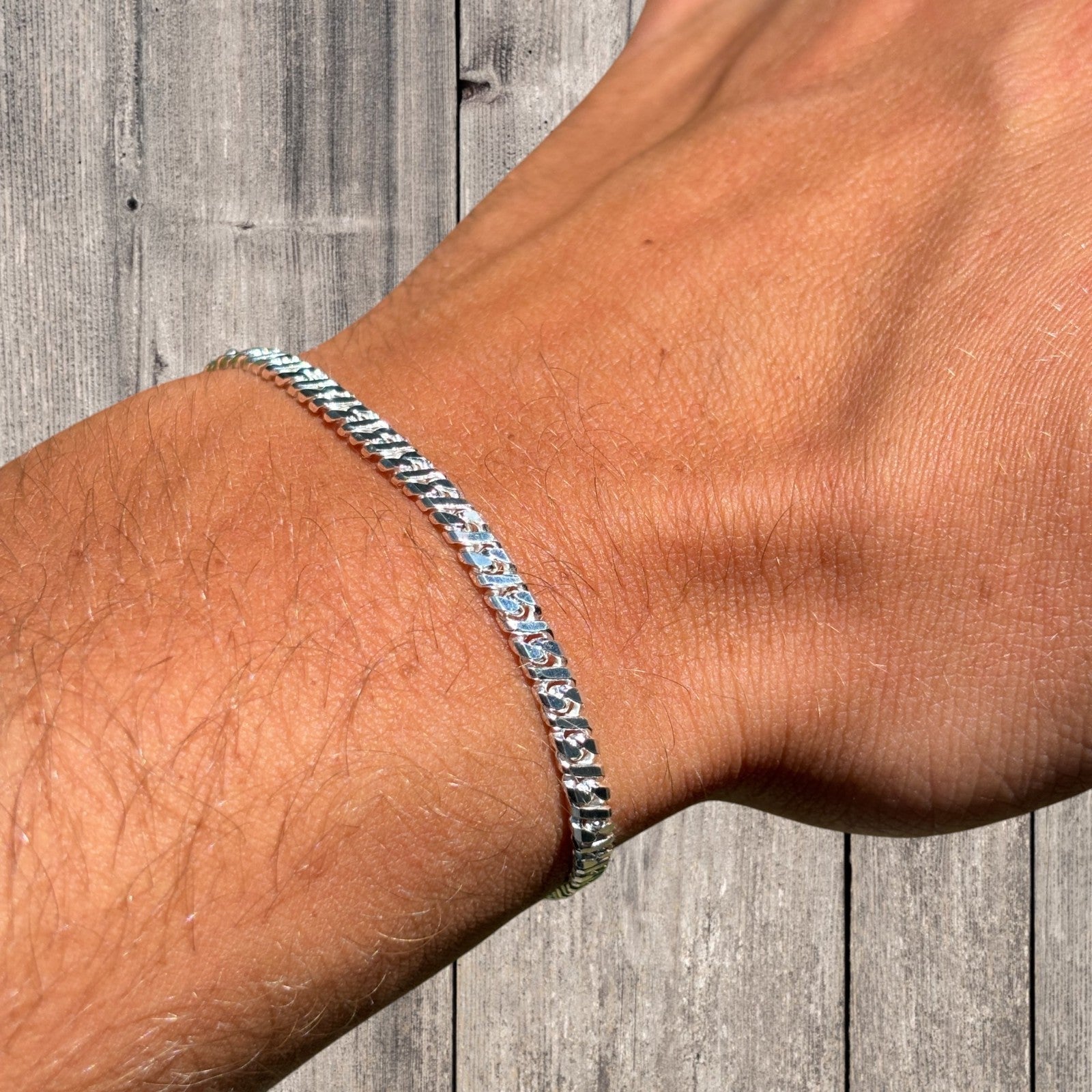 925 Sterling Silver 3.5mm Dollar Link Bracelet