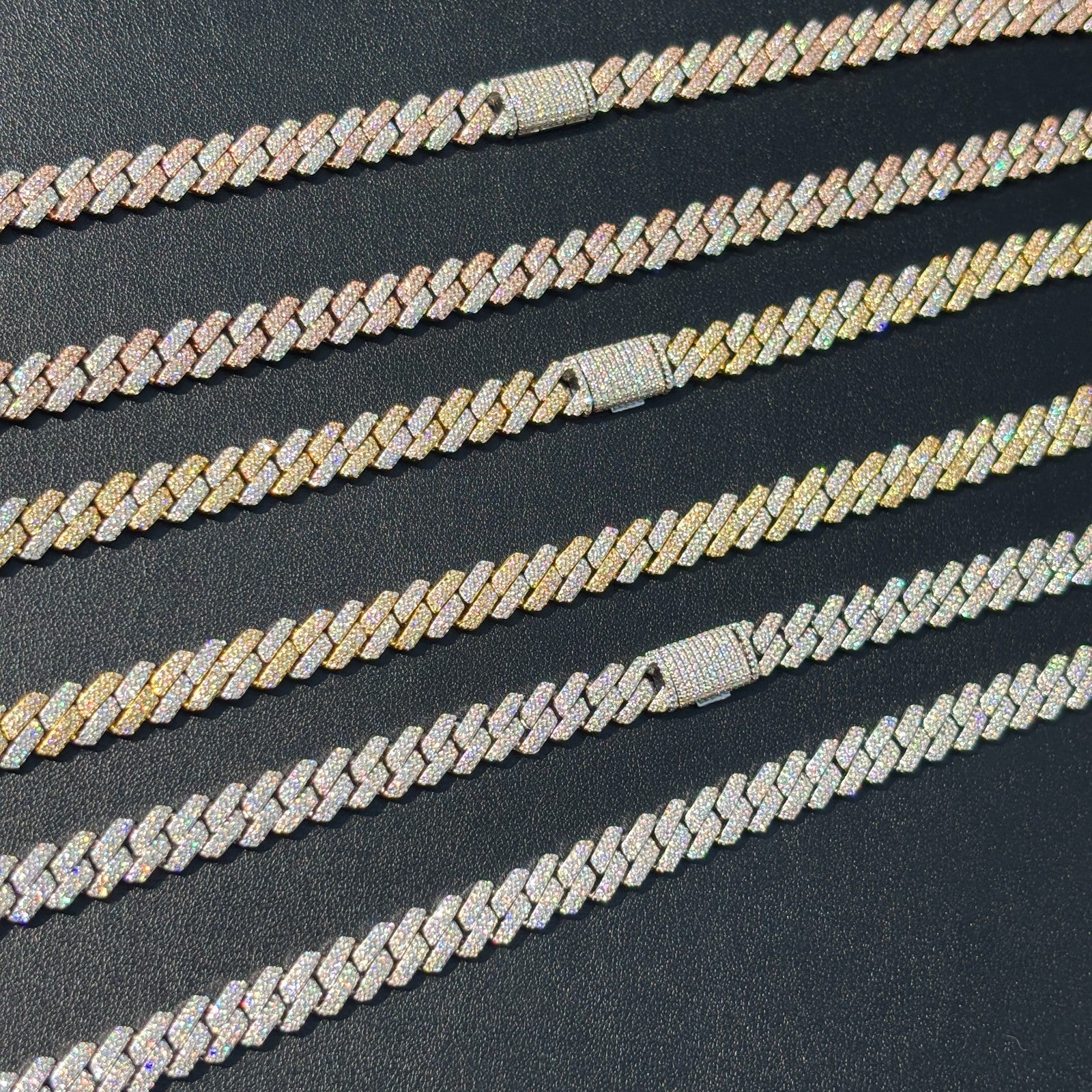 925 Sterling Silver 8mm Moissanite Miami Cuban Prong Chain Necklace