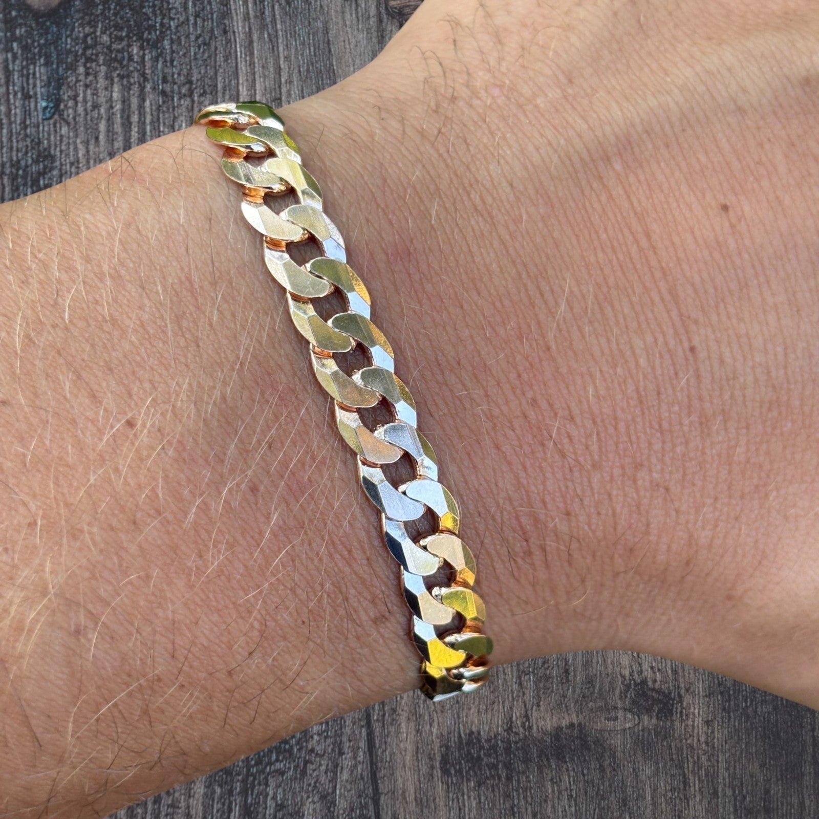 925 Sterling Silver 8mm Flat Curb Bracelet