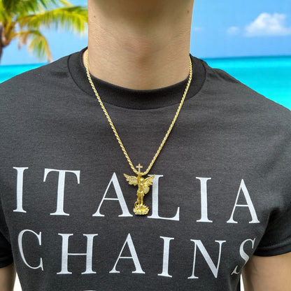 925 Sterling Silver St Michael Pendant With Moissanite - Medium