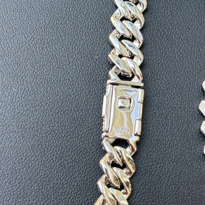 925 Sterling Silver 8mm Moissanite Miami Cuban Prong Chain Necklace