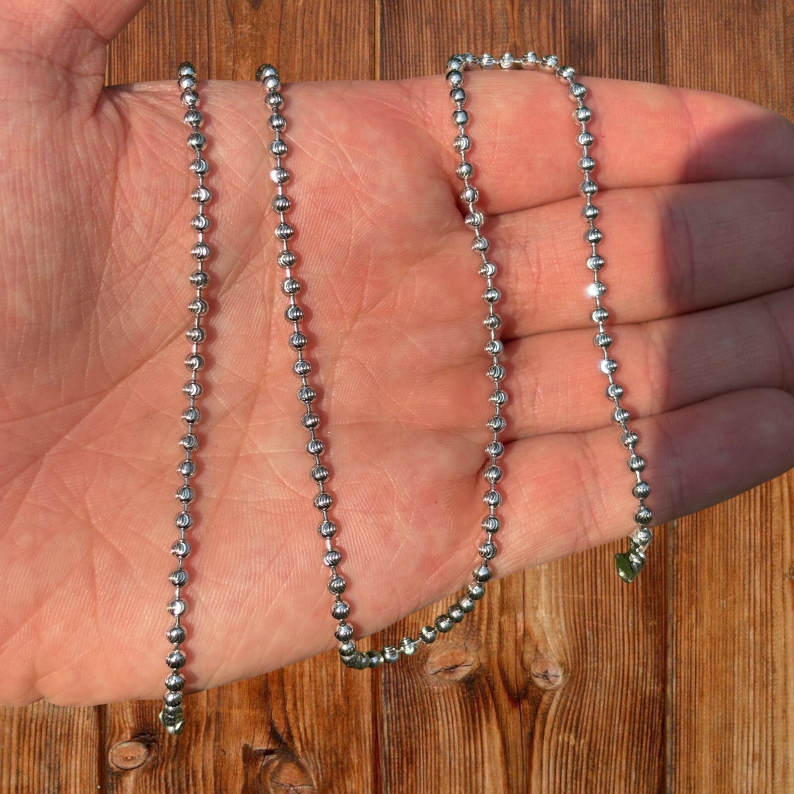 925 Sterling Silver 3mm Bead Chain Necklace