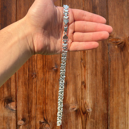 925 Sterling Silver 10mm Flat Byzantine Chain Necklace