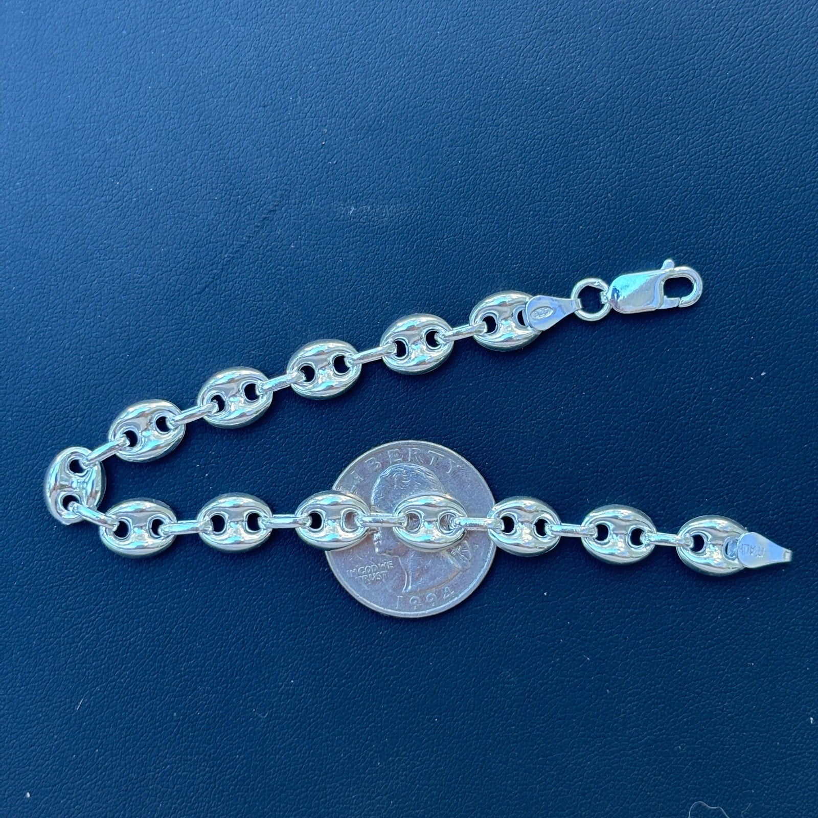 925 Sterling Silver 8mm Puffed Gucci Bracelet