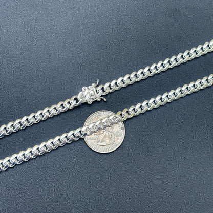 925 Sterling Silver 6mm Miami Cuban W. Box Clasp Chain Necklace