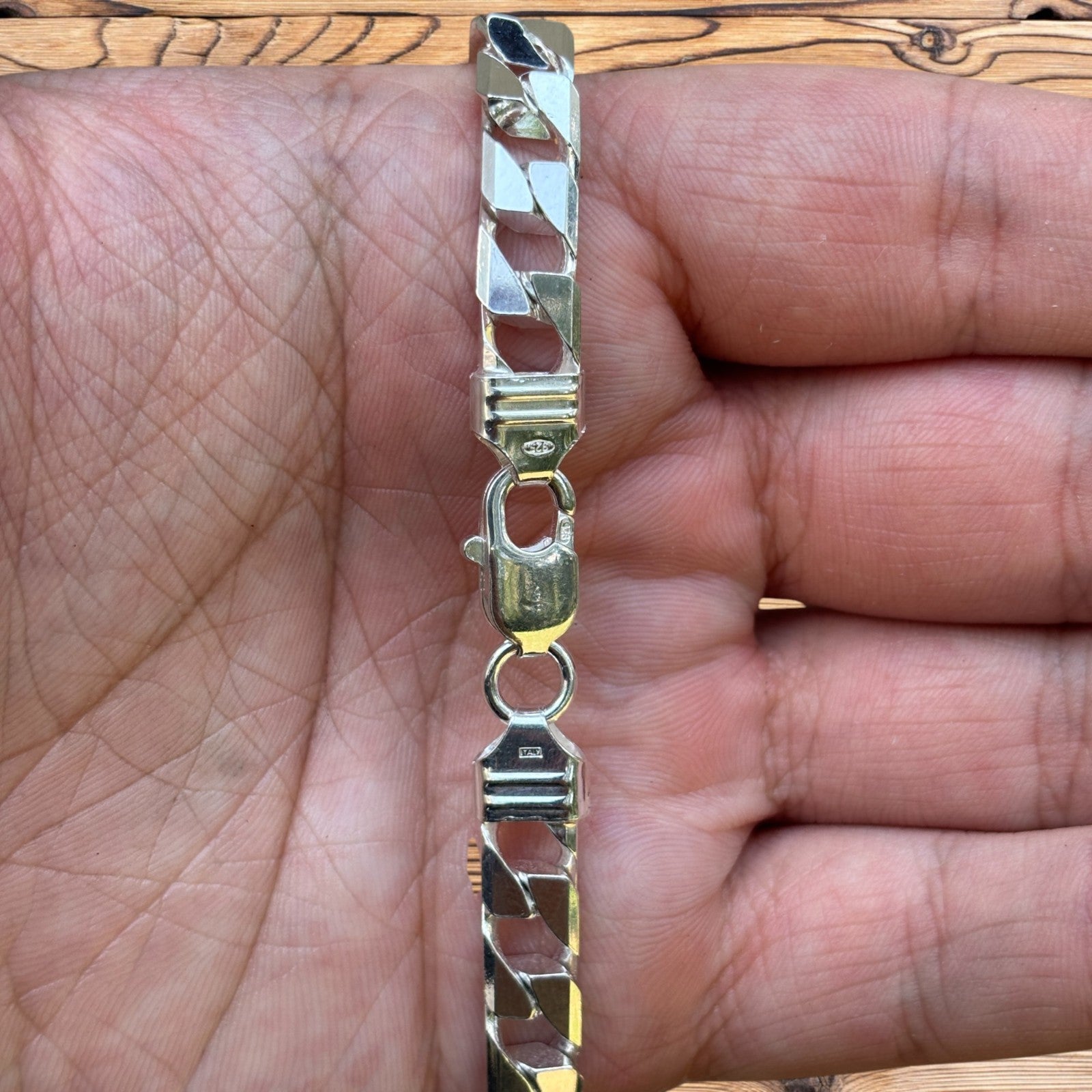 925 Sterling Silver 8mm Square Curb Chain Necklace
