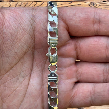 925 Sterling Silver 8mm Square Curb Chain Necklace
