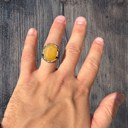 925 Sterling Silver Yellow Sapphire Stone Ring