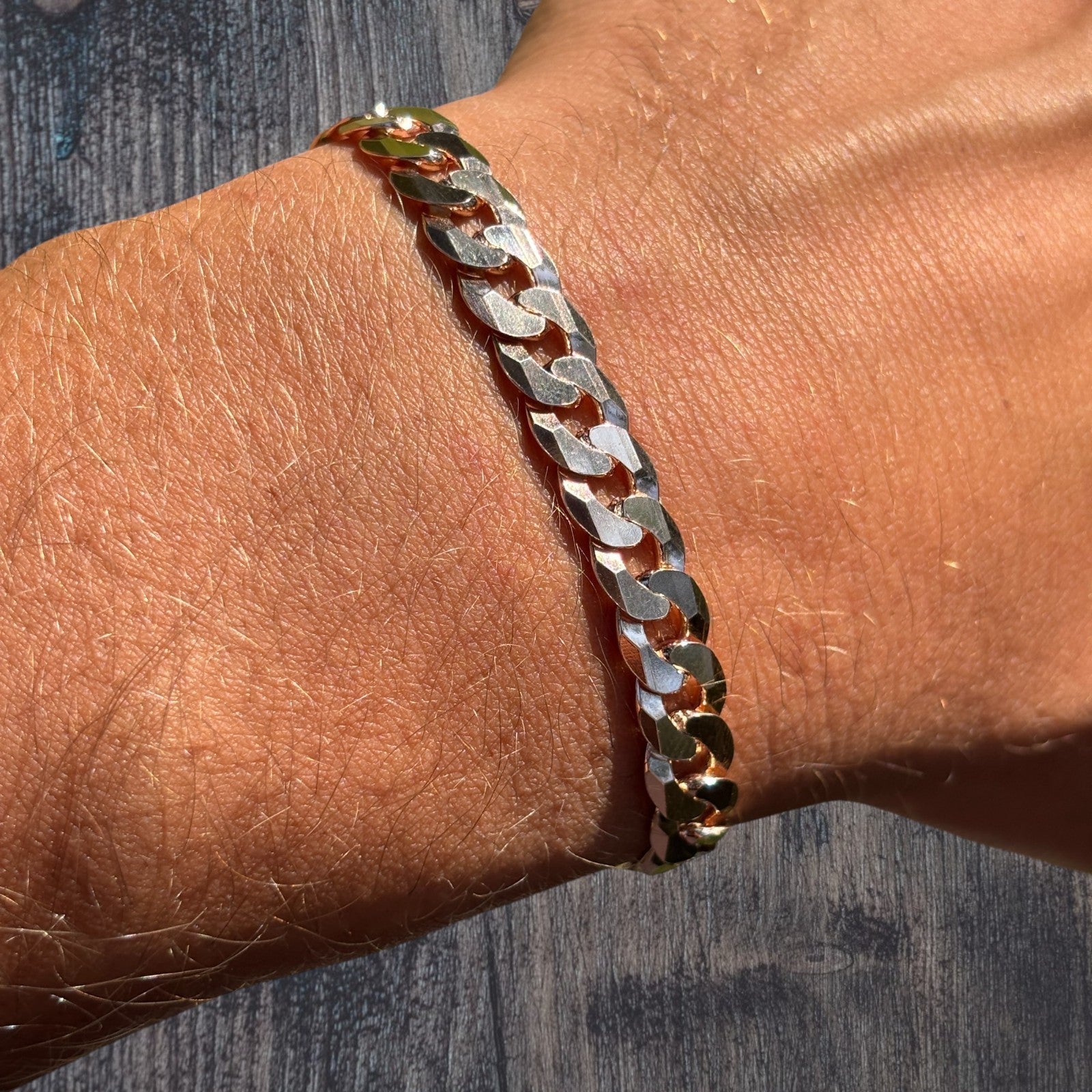 925 Sterling Silver 8mm Flat Curb Bracelet