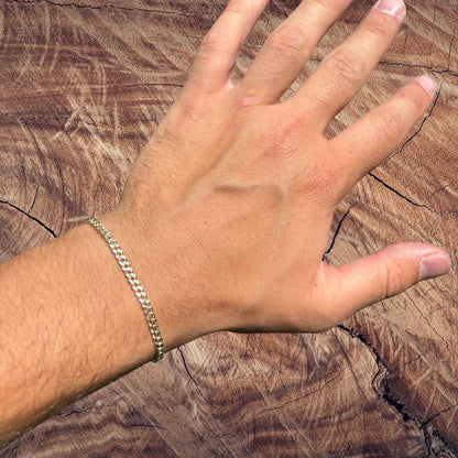 925 Sterling Silver 3mm Diamond Cut Miami Cuban Bracelet