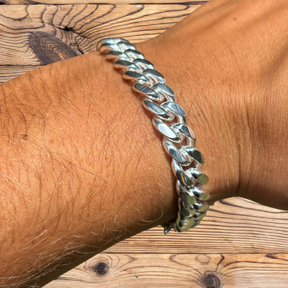 925 Sterling Silver 8mm Miami Cuban W. Box Clasp Bracelet