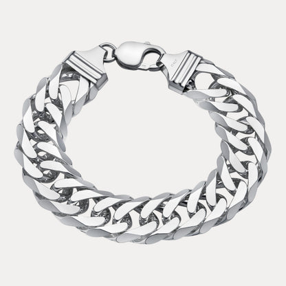 925 Sterling Silver 16mm Double Curb Bracelet