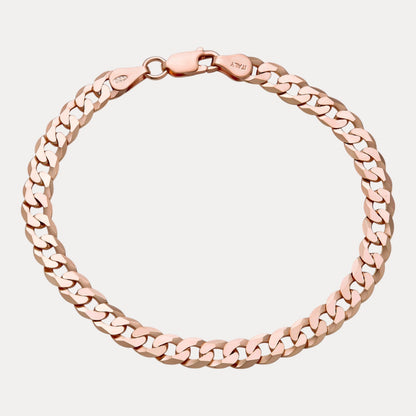 925 Sterling Silver 6mm Flat Curb Bracelet