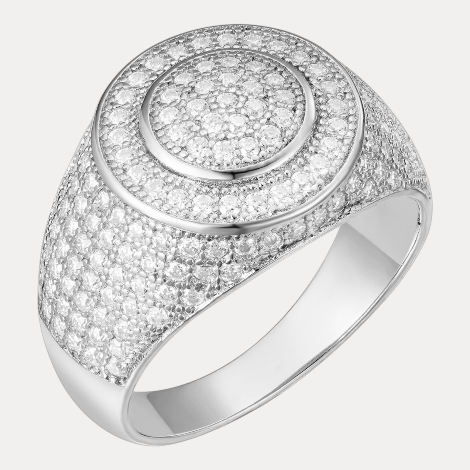 925 Sterling Silver Moissanite Iced Out Round Shaped Ring