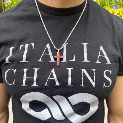 925 Sterling Silver Wooden Cross Pendant - Small