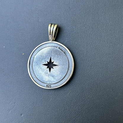 925 Sterling Silver Compass Pendant