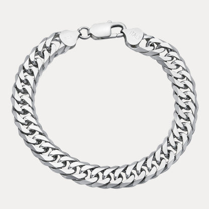 925 Sterling Silver 10mm Double Curb Bracelet