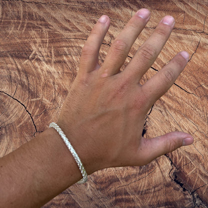 925 Sterling Silver 5mm Rounded Franco Bracelet W. Box Clasp