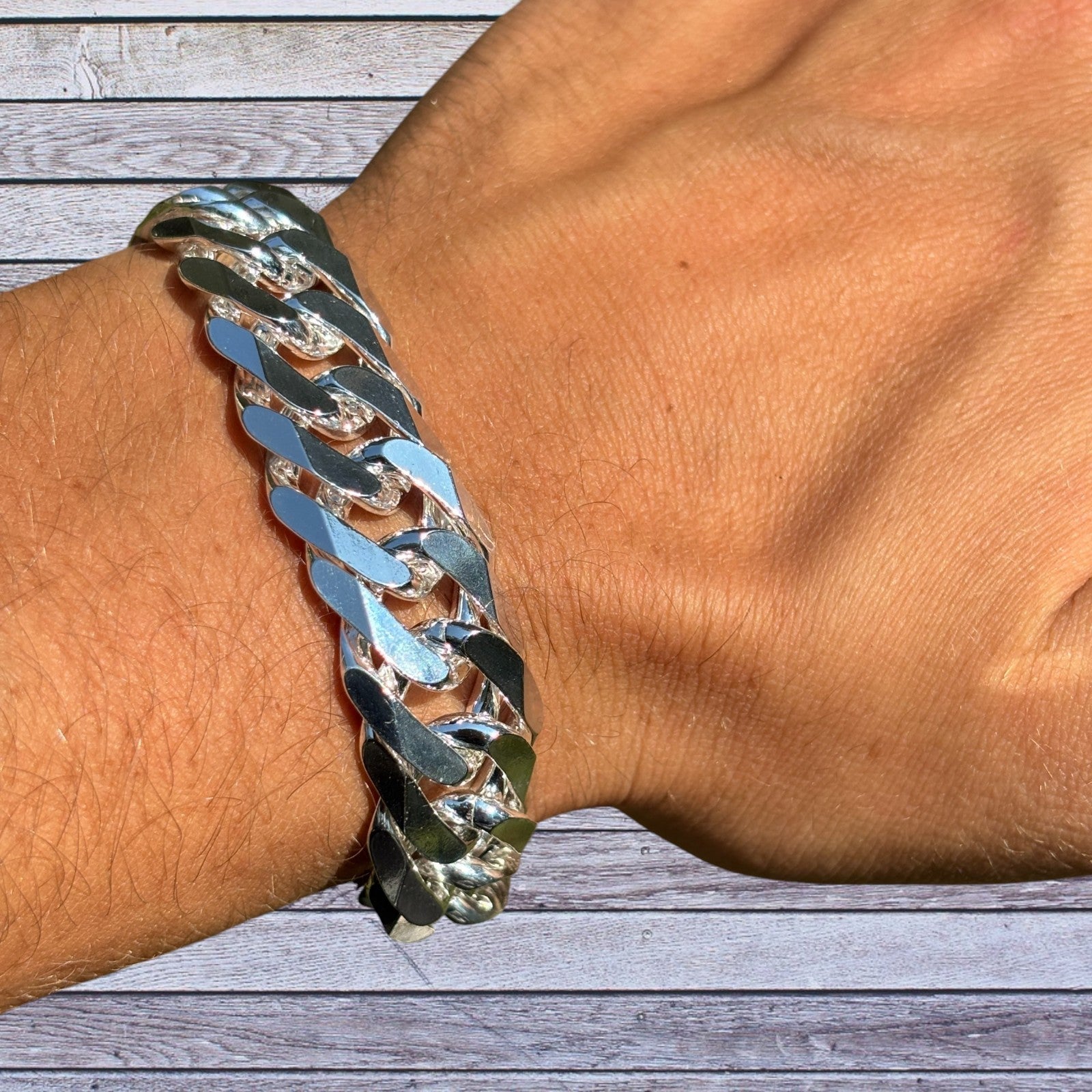 925 Sterling Silver 16mm Double Curb Bracelet