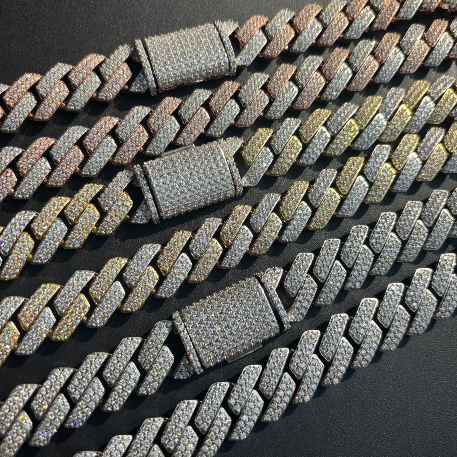 925 Sterling Silver 20mm Moissanite Miami Cuban Prong Chain Necklace