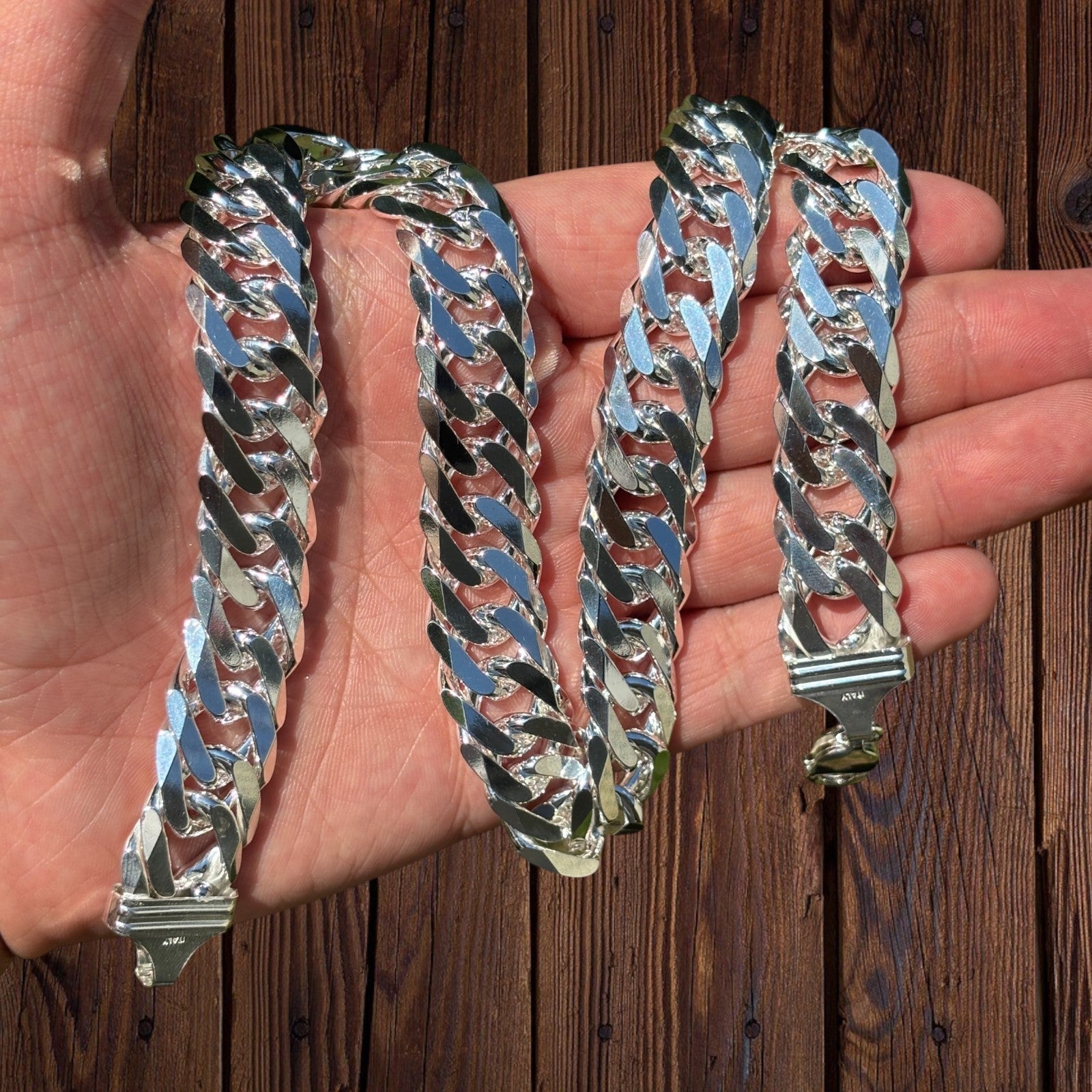 925 Sterling Silver 16mm Double Curb Chain Necklace