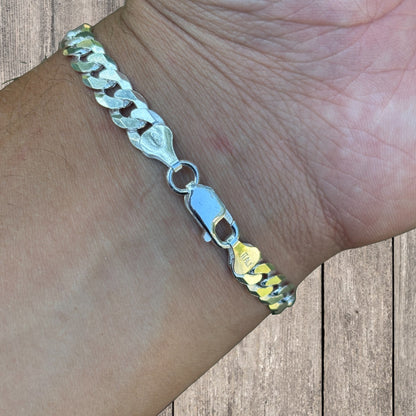 925 Sterling Silver 7mm Flat Curb Bracelet
