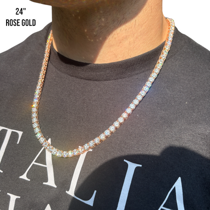 925 Sterling Silver 6mm Tennis Chain Necklace - CZ Or Moissanite