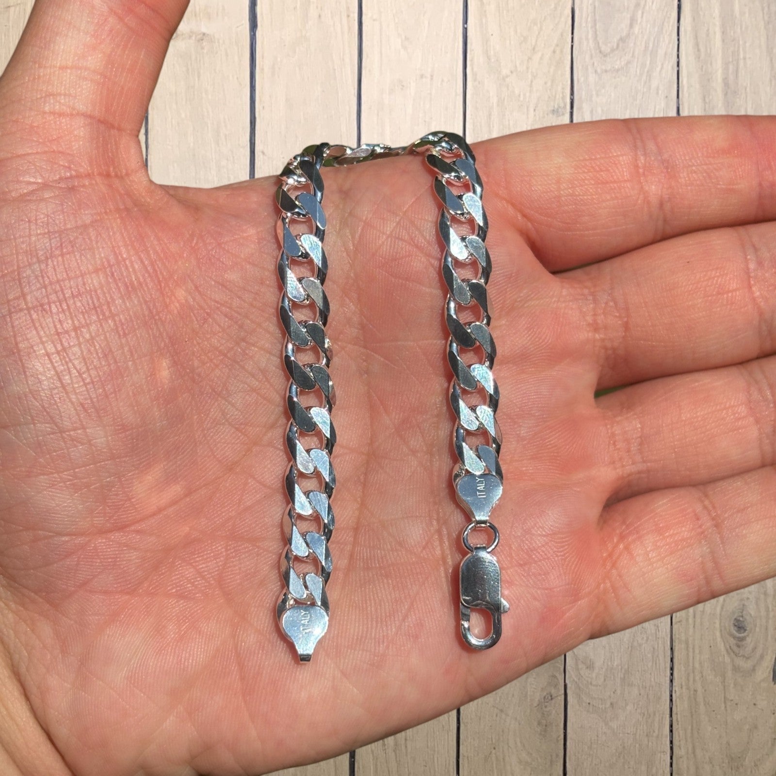 925 Sterling Silver 8mm Curb Bracelet