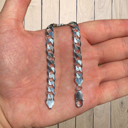 925 Sterling Silver 8mm Curb Bracelet