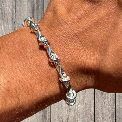 925 Sterling Silver 8mm Barbed Wire Jailhouse Link Bracelet