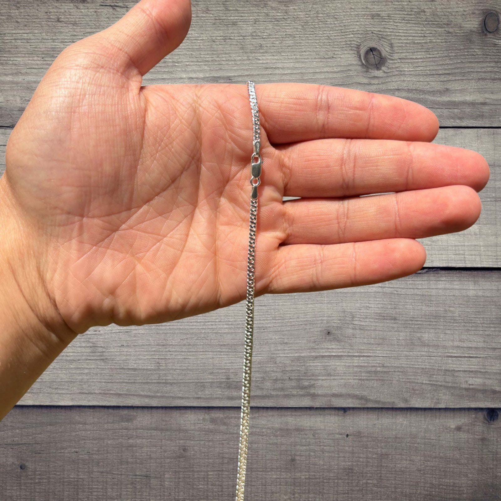 925 Sterling Silver 2.5mm Dollar Chain Necklace