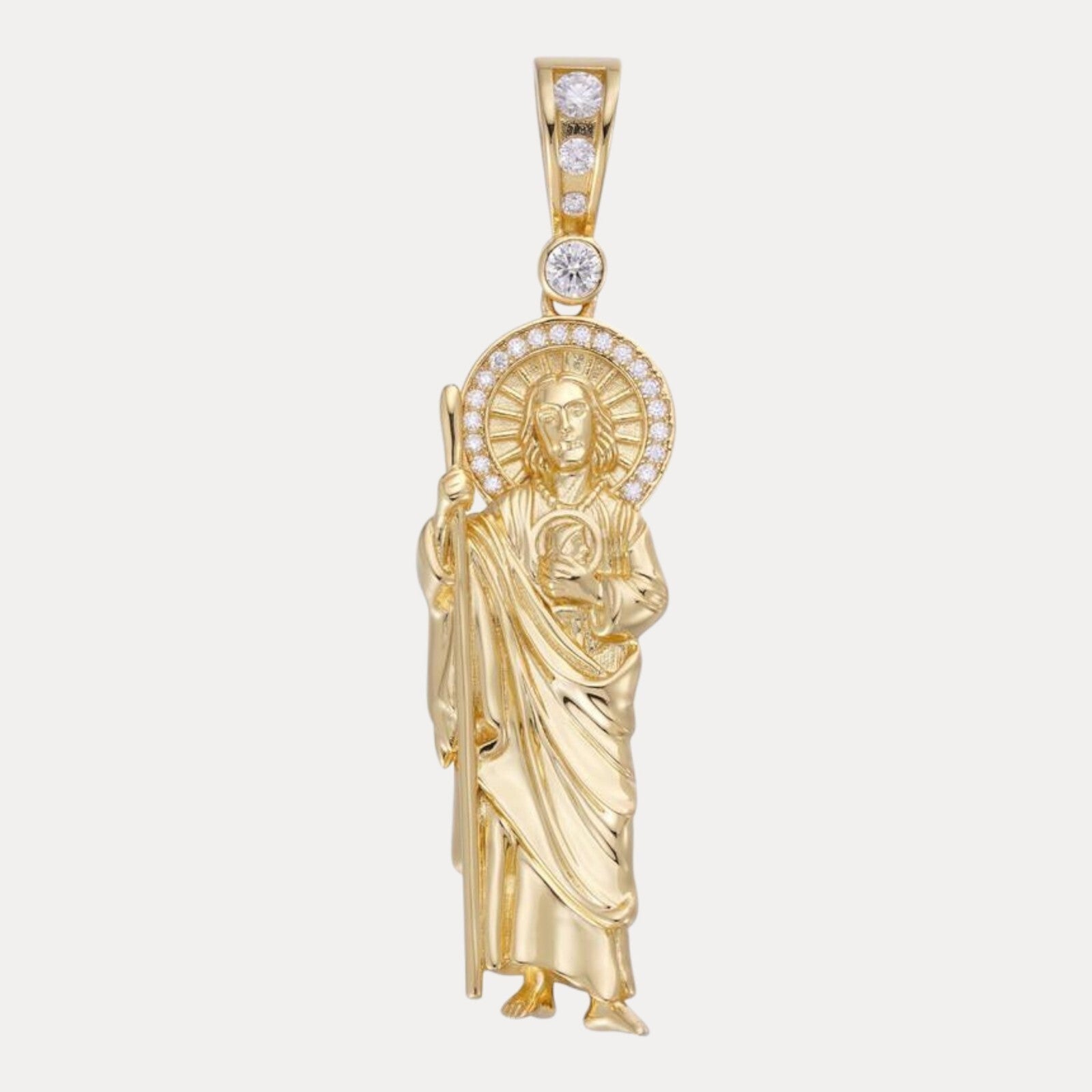 925 Sterling Silver St Jude Tadeo Pendant With Moissanite