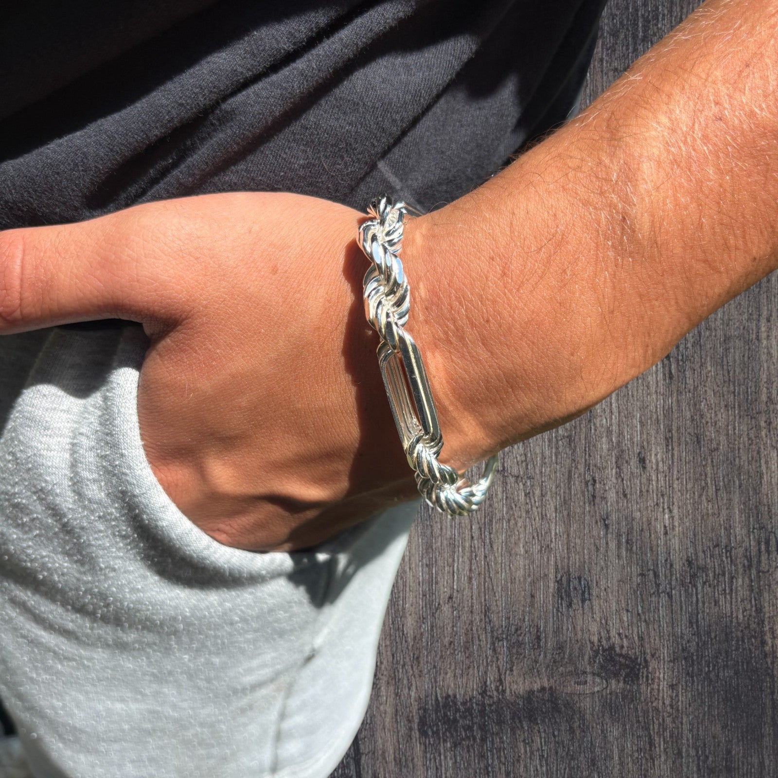 925 Sterling Silver 10mm Figarope Milano Bracelet