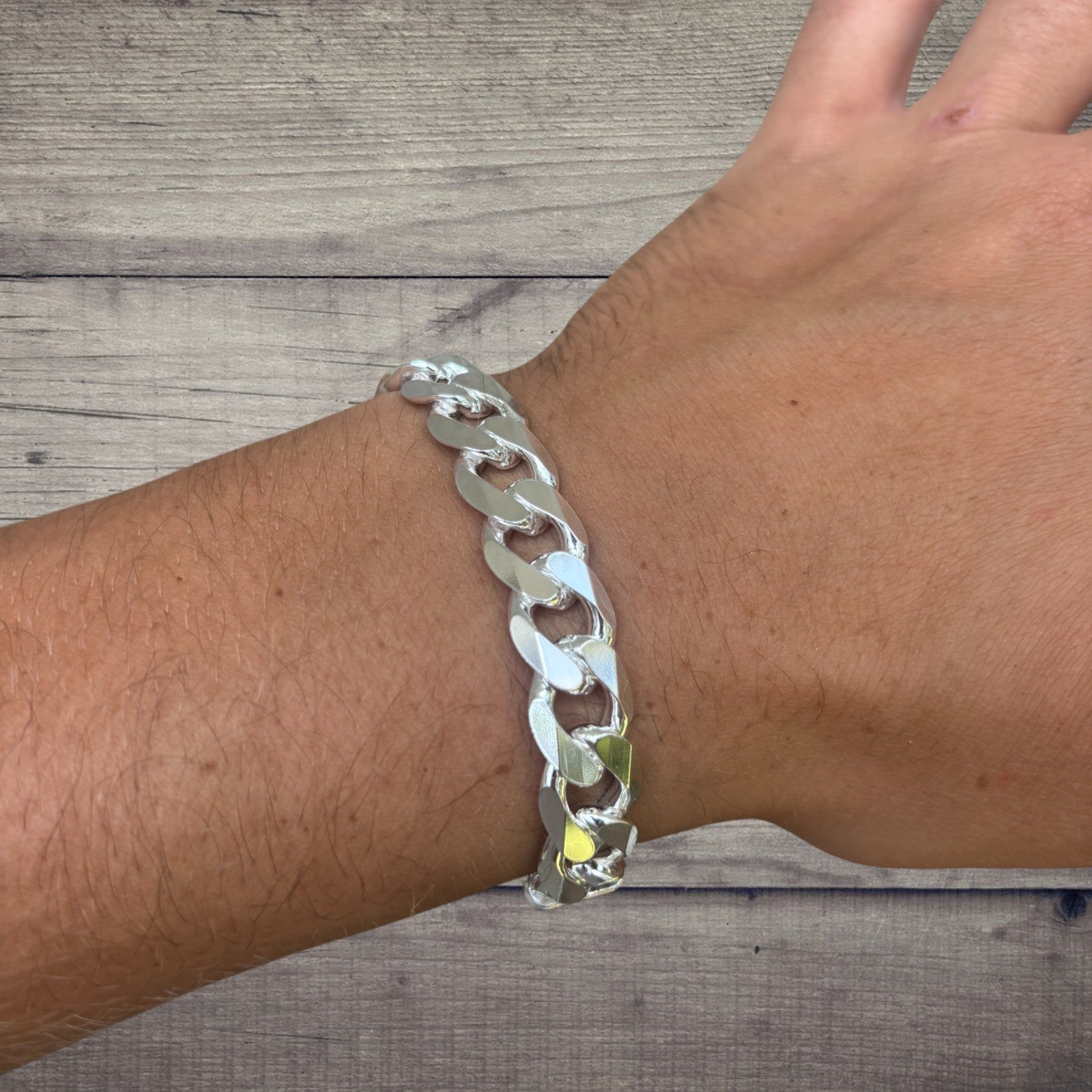 925 Sterling Silver 12mm Curb Bracelet