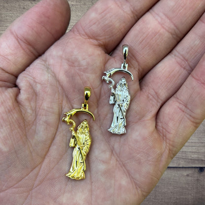 925 Sterling Silver Santa Muerte Grim Reaper Pendant