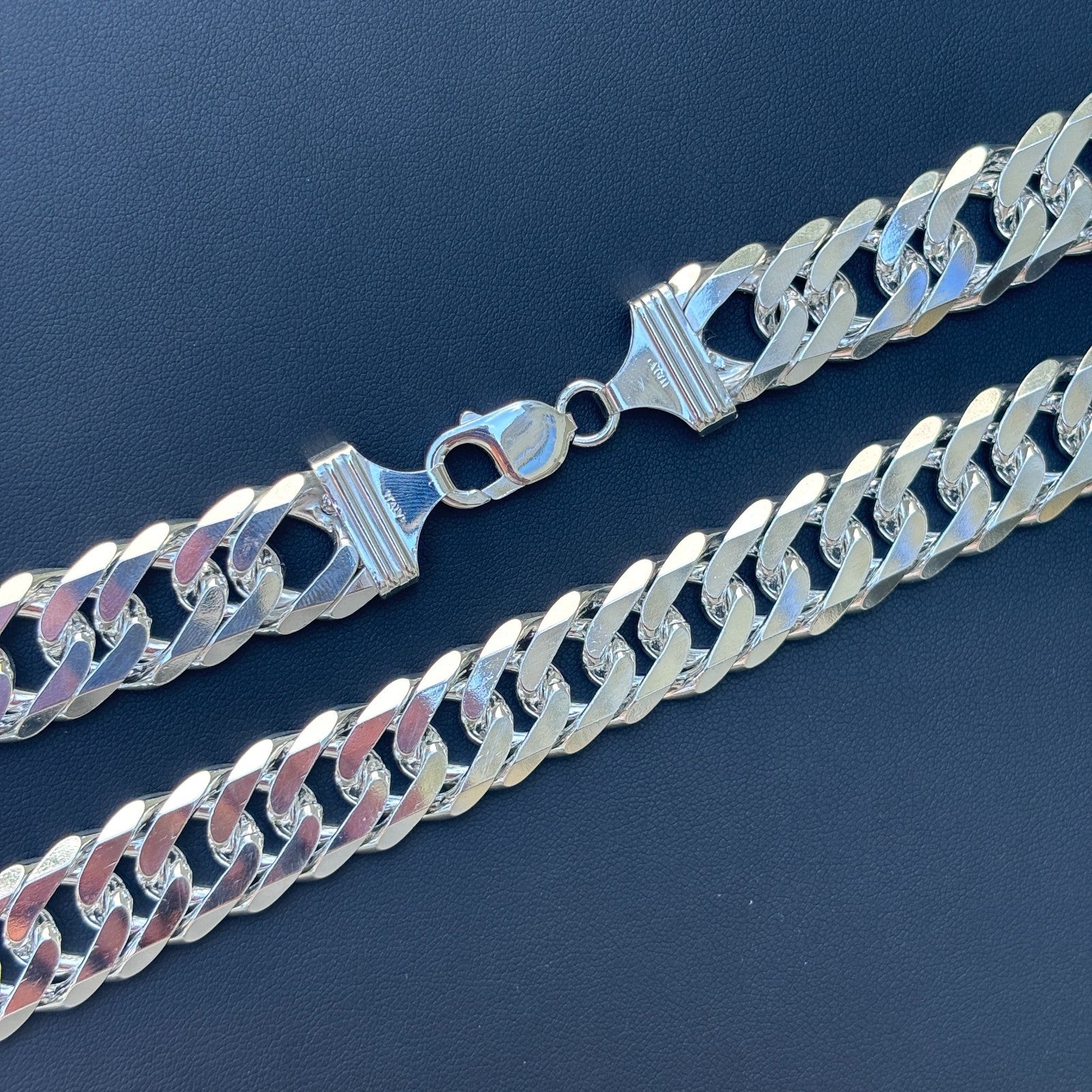 925 Sterling Silver 16mm Double Curb Chain Necklace