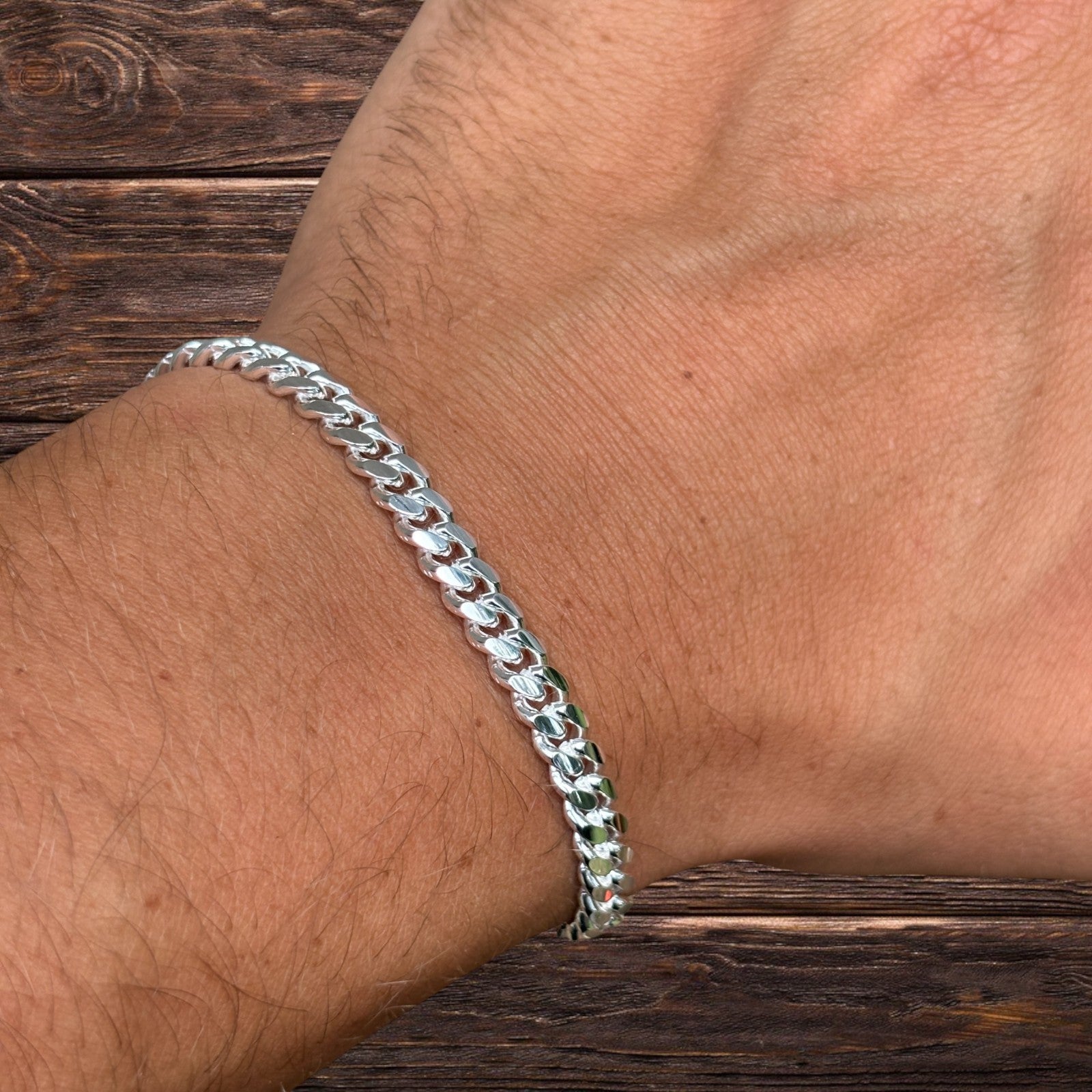 925 Sterling Silver 5mm Miami Cuban W. Box Clasp Bracelet