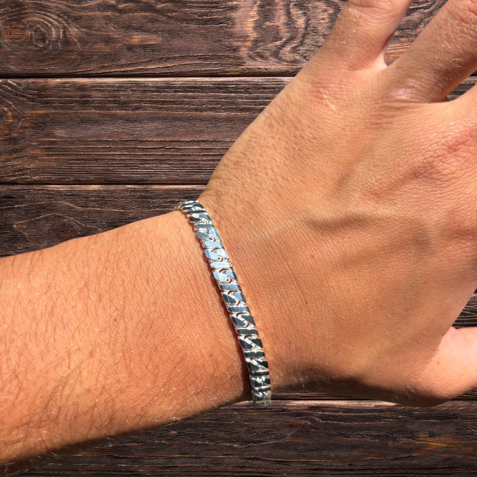 925 Sterling Silver 6mm Dollar Link Bracelet