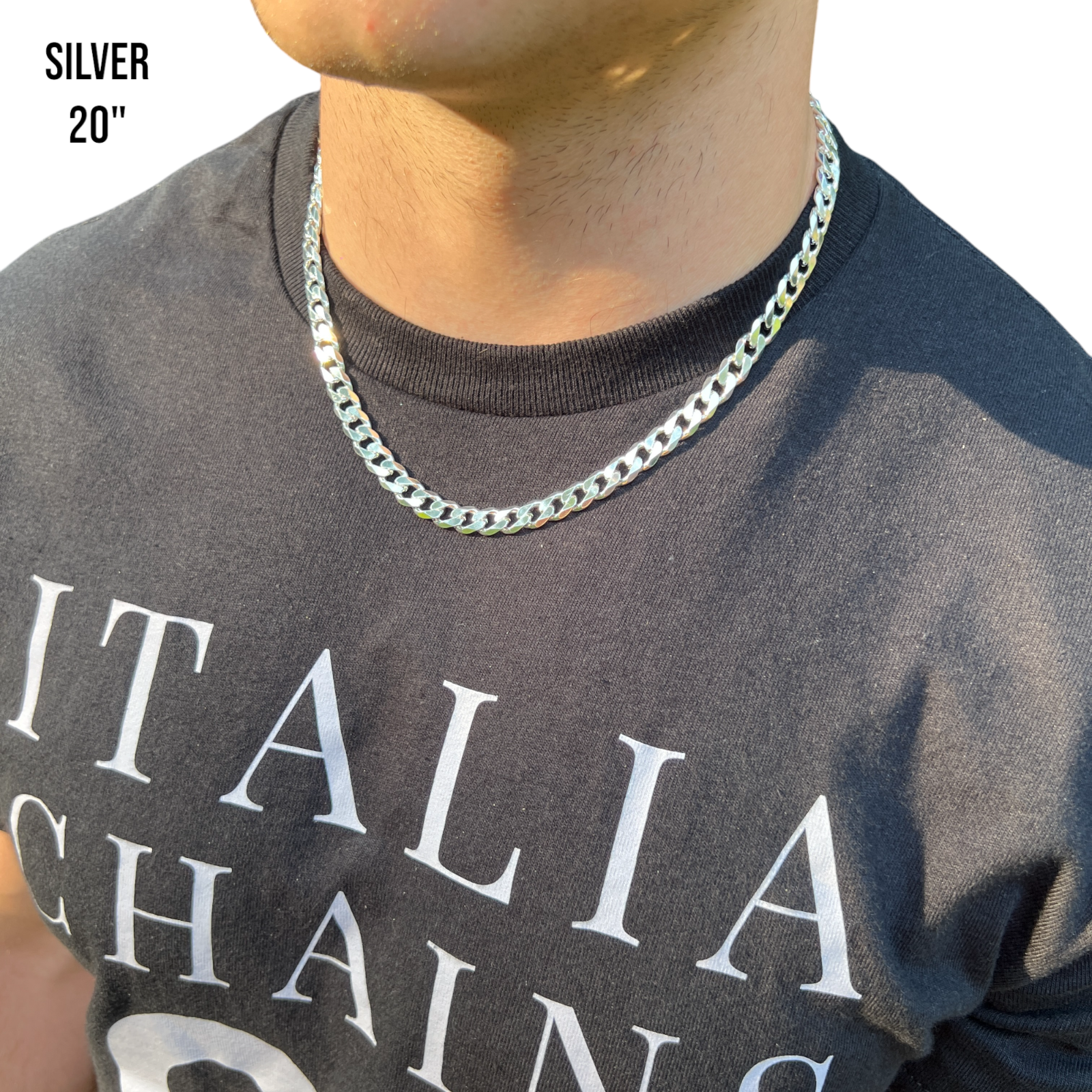 925 Sterling Silver 8mm Curb Chain Necklace