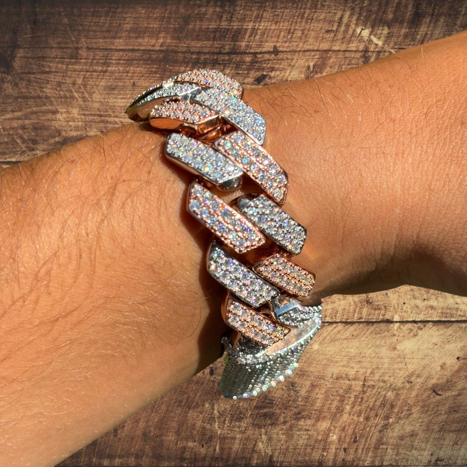 925 Sterling Silver 20mm Moissanite Cuban Prong Bracelet