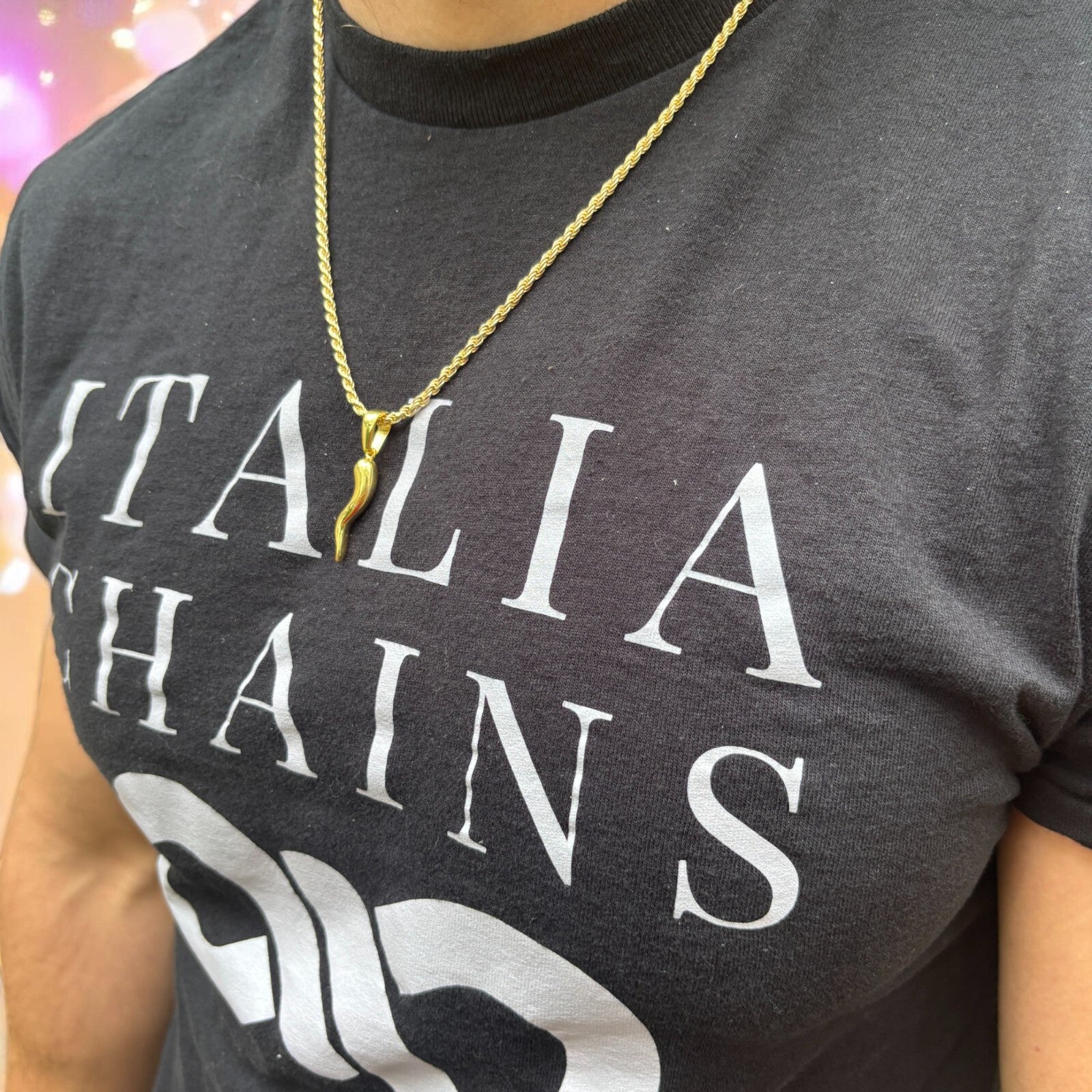 925 Sterling Silver Italian Horn Pendant