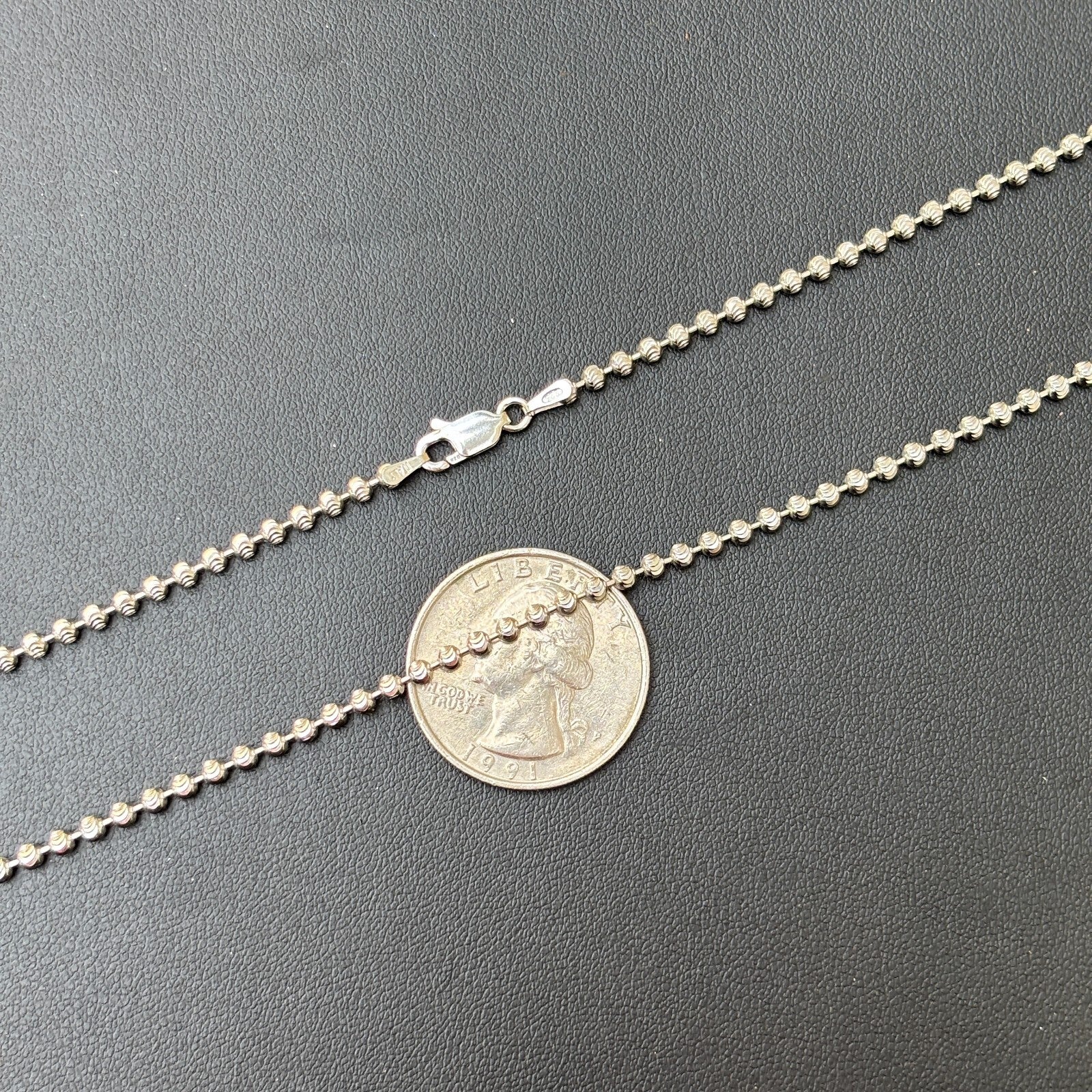 925 Sterling Silver 2.5mm Bead Chain Necklace