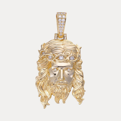 925 Sterling Silver Jesus Pendant With Moissanite - Medium