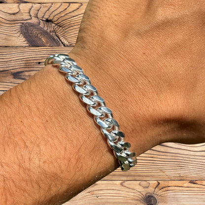 925 Sterling Silver 8mm Miami Cuban W. Box Clasp Bracelet