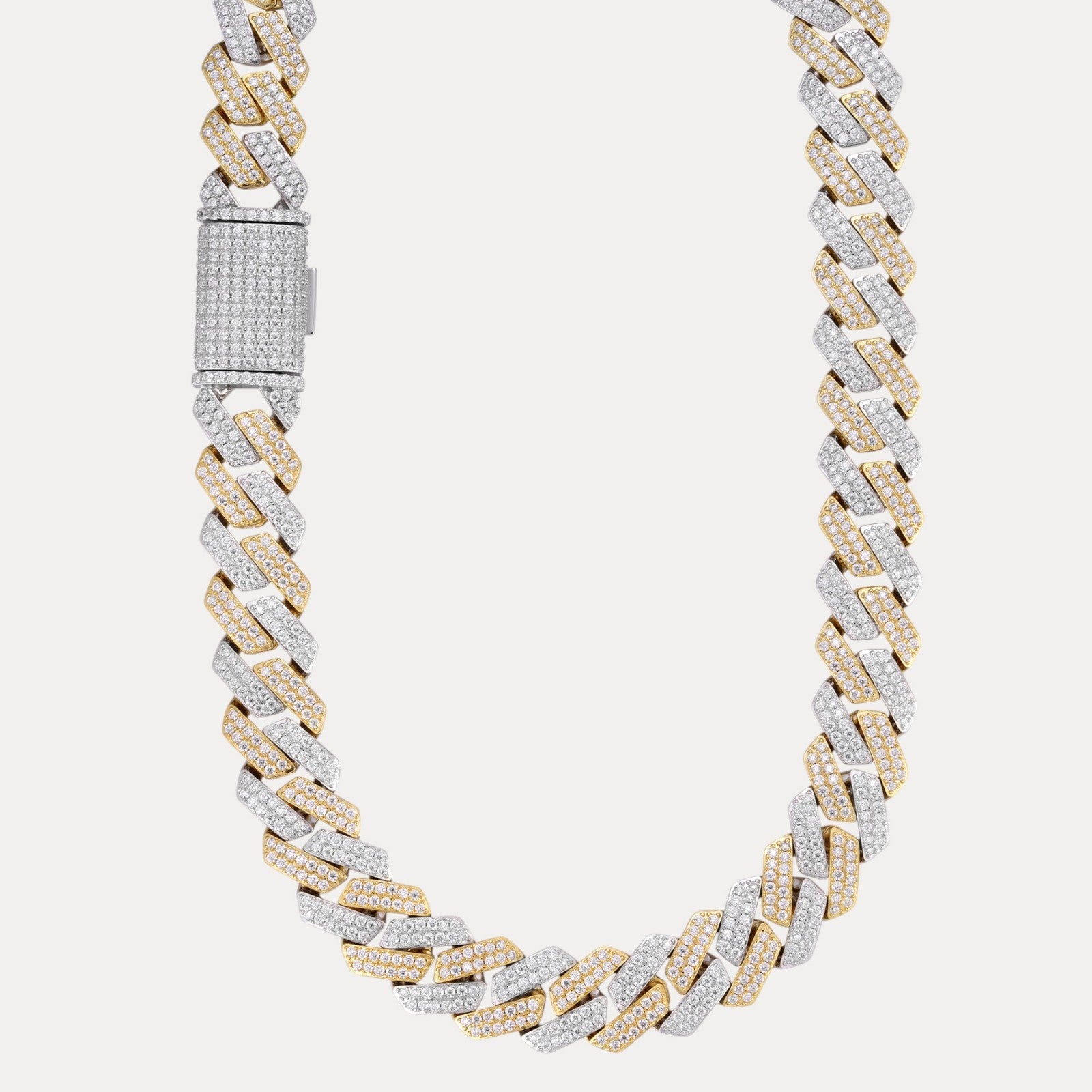 925 Sterling Silver 20mm Moissanite Miami Cuban Prong Chain Necklace