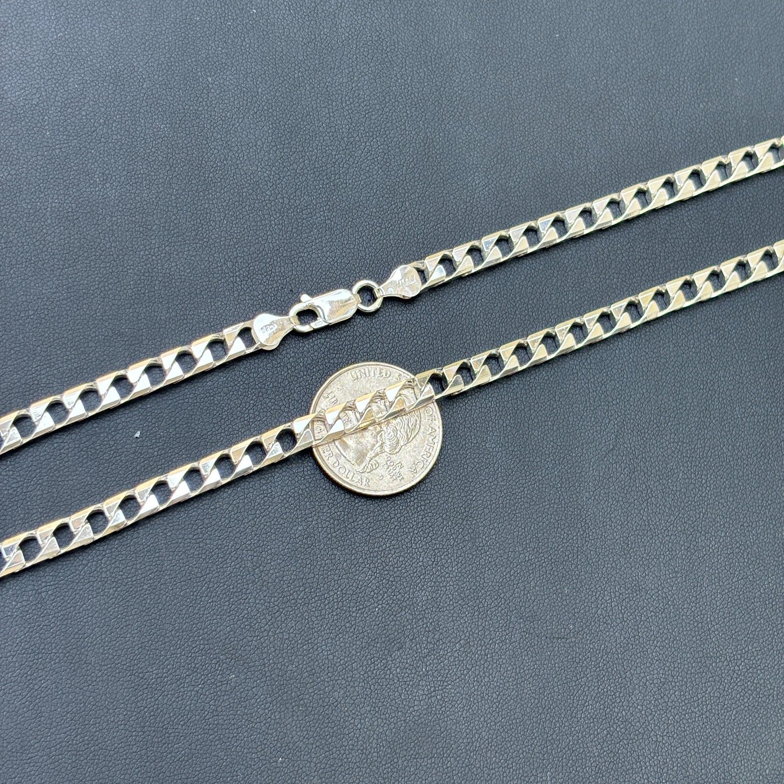 925 Sterling Silver 6mm Square Curb Chain Necklace